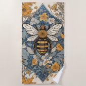 Serviette De Plage Fleurs d'abeilles vintages et sauvages (Devant)