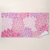 Serviette De Plage Fleurs Dahlia, Motif De Fleurs, Dahlia Rose (Devant)