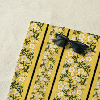 Serviette De Plage Fleurs Dainty Grandes Citron Arrière - plan Jaune