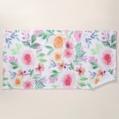 Serviette De Plage Fleurs d'aquarelle et feuilles (Devant)