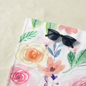 Serviette De Plage Fleurs d'aquarelle et feuilles (En situation)
