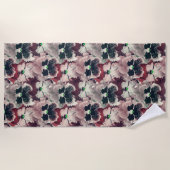 Serviette De Plage Fleurs d'aquarelle rose, bordeaux (Devant)