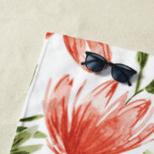 Serviette De Plage Fleurs d'aquarelle rouge (En situation)