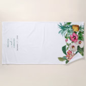 Serviette De Plage Fleurs d'aquarelle tropicale et Mariage de verdure (Devant)
