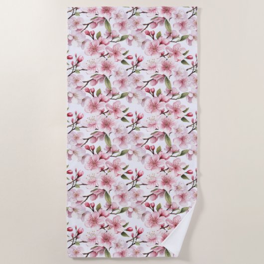 Serviette De Plage Fleurs de cerisier roses jolies (Devant)
