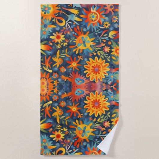Serviette De Plage Fleurs de champs, beaux art de printemps. (Devant)