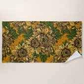 Serviette De Plage Fleurs de chrysanthème jaune (Devant)
