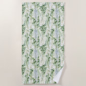Serviette De Plage Fleurs de Delphinium blanc lavande (Devant)