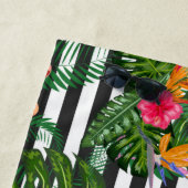 Serviette De Plage Fleurs de Flamant rose Hibiscus Blancs noirs (En situation)