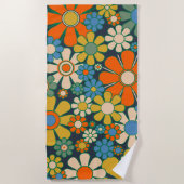 Serviette De Plage Fleurs de Jardin Rétro 60s les années 70 motif Flo (Devant)