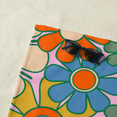 Serviette De Plage Fleurs de Jardin Rétro 60s les années 70 motif Flo (En situation)