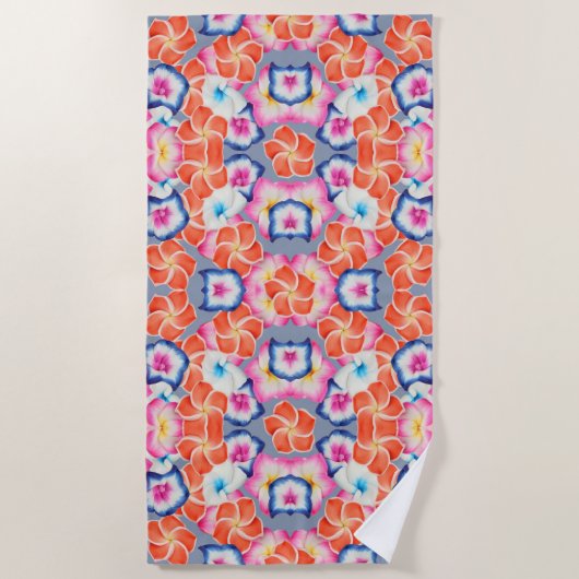 Serviette De Plage Fleurs de la Plumeria tropicale X Motif (Devant)