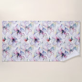 Serviette De Plage Fleurs de l'île violette (Devant)