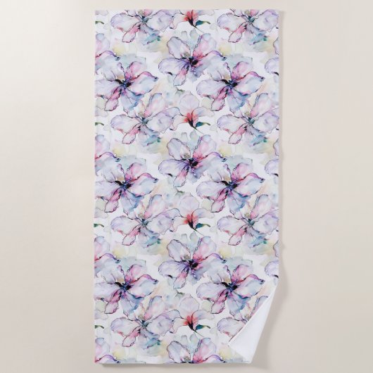 Serviette De Plage Fleurs de l'île violette (Devant)
