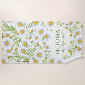 Serviette De Plage Fleurs de marais Wild Daisy Nom personnalisé (Devant)