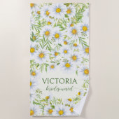 Serviette De Plage Fleurs de marais Wild Daisy Nom personnalisé (Devant)