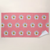 Serviette De Plage Fleurs de marguerite blanche Motif rose floral (Devant)