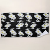 Serviette De Plage Fleurs De Minuit : Fleurs De Cactus Blancs Sur Noi (Devant)