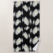 Serviette De Plage Fleurs De Minuit : Fleurs De Cactus Blancs Sur Noi (Devant)