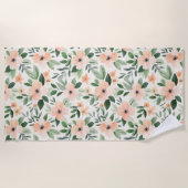 Serviette De Plage Fleurs de pêche à la menthe (Devant)