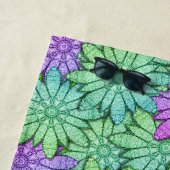 Serviette De Plage Fleurs de pierre verte et violette (En situation)