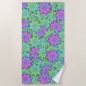 Serviette De Plage Fleurs de pierre verte et violette (Devant)