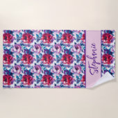 Serviette De Plage Fleurs de pivoines rouges et roses (Devant)