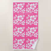 Serviette De Plage Fleurs de plage rose tropicale (Devant)