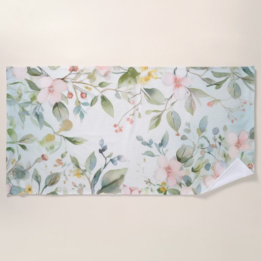 Serviette De Plage Fleurs de pommier inspirées (Devant)