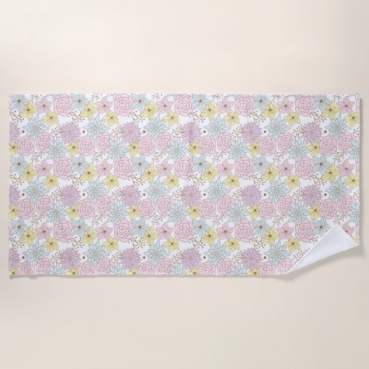 serviette de plage fleurs de printemps (Devant)