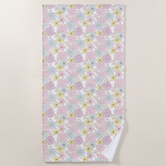 serviette de plage fleurs de printemps (Devant)