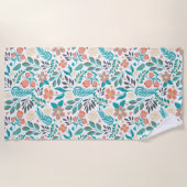 Serviette De Plage Fleurs de printemps colorées motif (Devant)