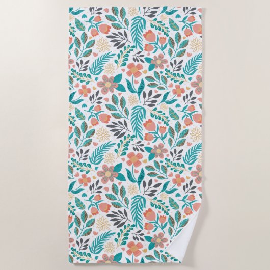 Serviette De Plage Fleurs de printemps colorées motif (Devant)