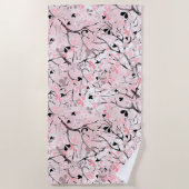 Serviette De Plage Fleurs de printemps fleuris feuilles branches pin (Devant)