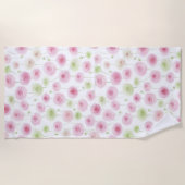 Serviette De Plage Fleurs de renoncule rose menthe (Devant)