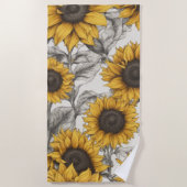 Serviette De Plage Fleurs de soleil (Devant)