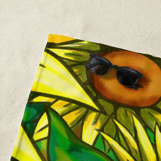 Serviette De Plage Fleurs de soleil (En situation)