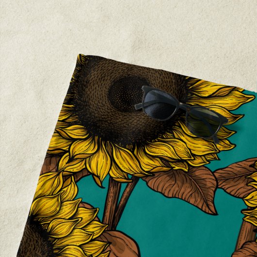 Serviette De Plage Fleurs de soleil (En situation)