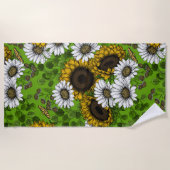 Serviette De Plage Fleurs de soleil et marguerites, jardin d'été (Devant)