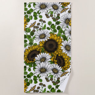Serviette De Plage Fleurs de soleil et marguerites, jardin d'été 3