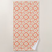 Serviette De Plage Fleurs de style rétro sur arrière - plan orange (Devant)