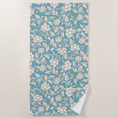 Serviette De Plage Fleurs de torrents jaunes et bleues (Devant)