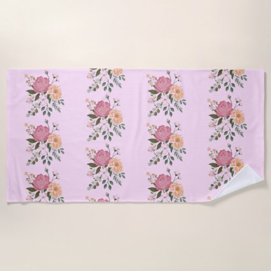 Serviette De Plage Fleurs d'eau (Devant)