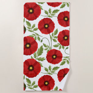Serviette De Plage Fleurs d'été joyeuses floraison de pavot
