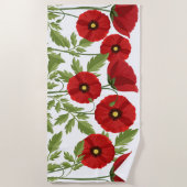 Serviette De Plage Fleurs d'été joyeuses floraison de pavot (Devant)