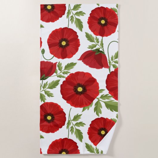 Serviette De Plage Fleurs d'été joyeuses floraison de pavot (Devant)