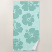 Serviette De Plage Fleurs d'Hibiscus Turquoise (Devant)