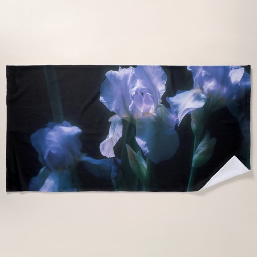 Serviette De Plage Fleurs d'Iris au Crépuscule (Devant)