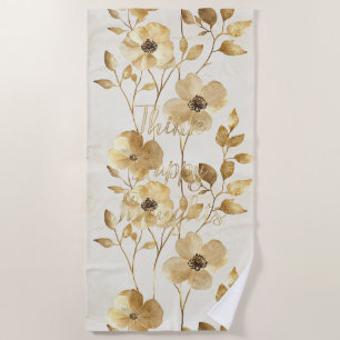 Serviette De Plage Fleurs d'or pensées inspirantes heureuses