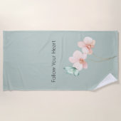 Serviette De Plage Fleurs d'orchidée rose papillon vert menthe (Devant)